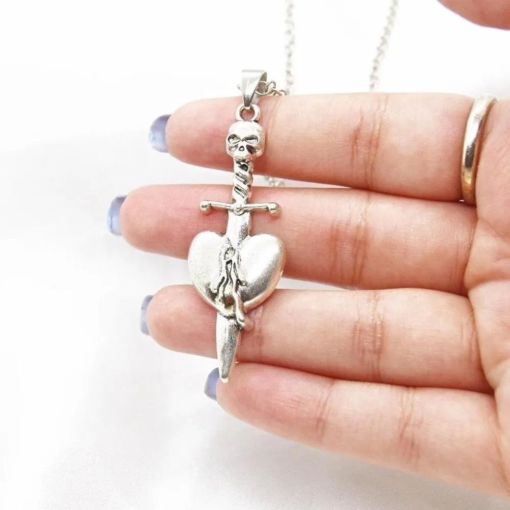 Gothic Sword Necklace Silver - Image 2