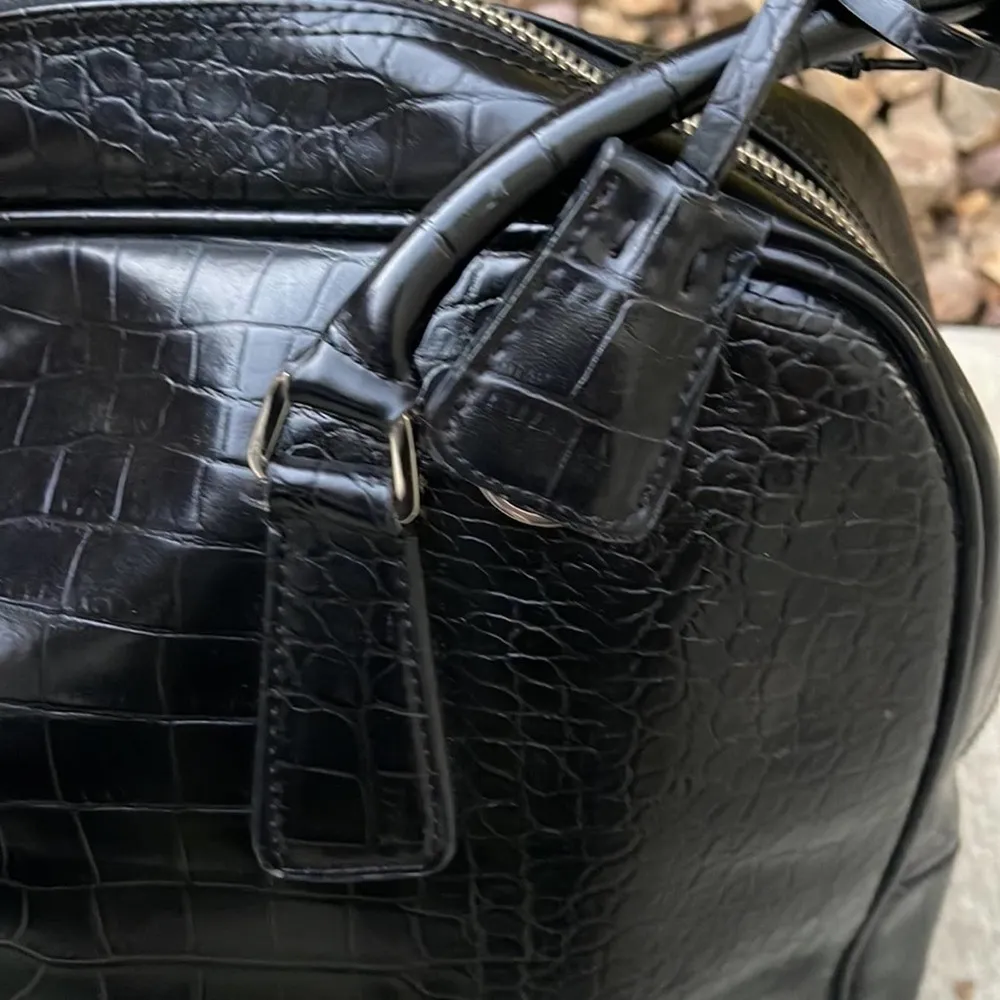 Nine West Black Faux Leather Satchel Handbag Purse 14x10x5 - Image 12