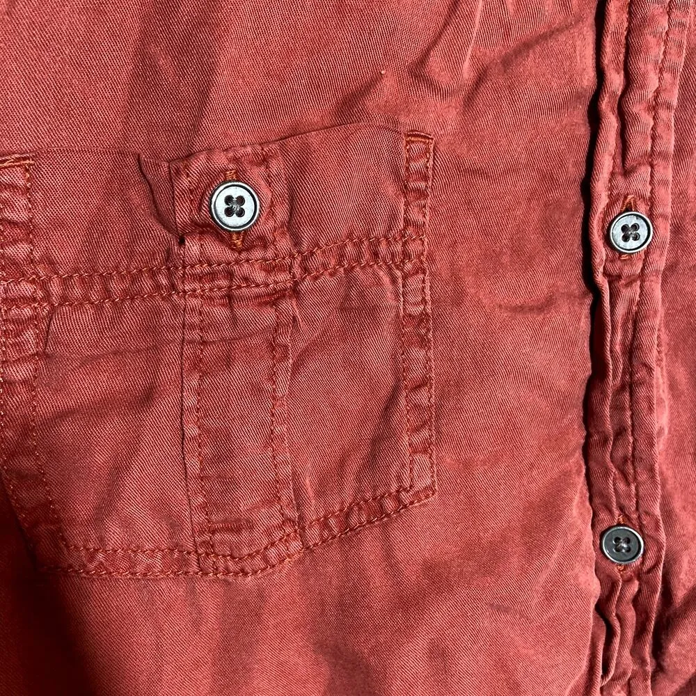 PrAna Updrift Top Button Down Shirt Relaxed Double Chest Pockets Red Small - Image 3