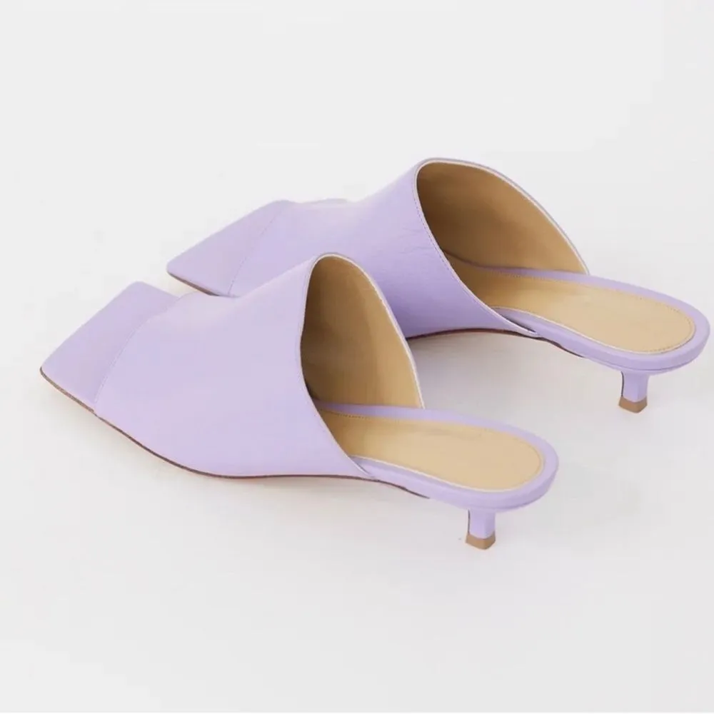 Authentic Bottega Veneta Purple Leather Slip-on 
Mule(Size 38.5) - Image 5