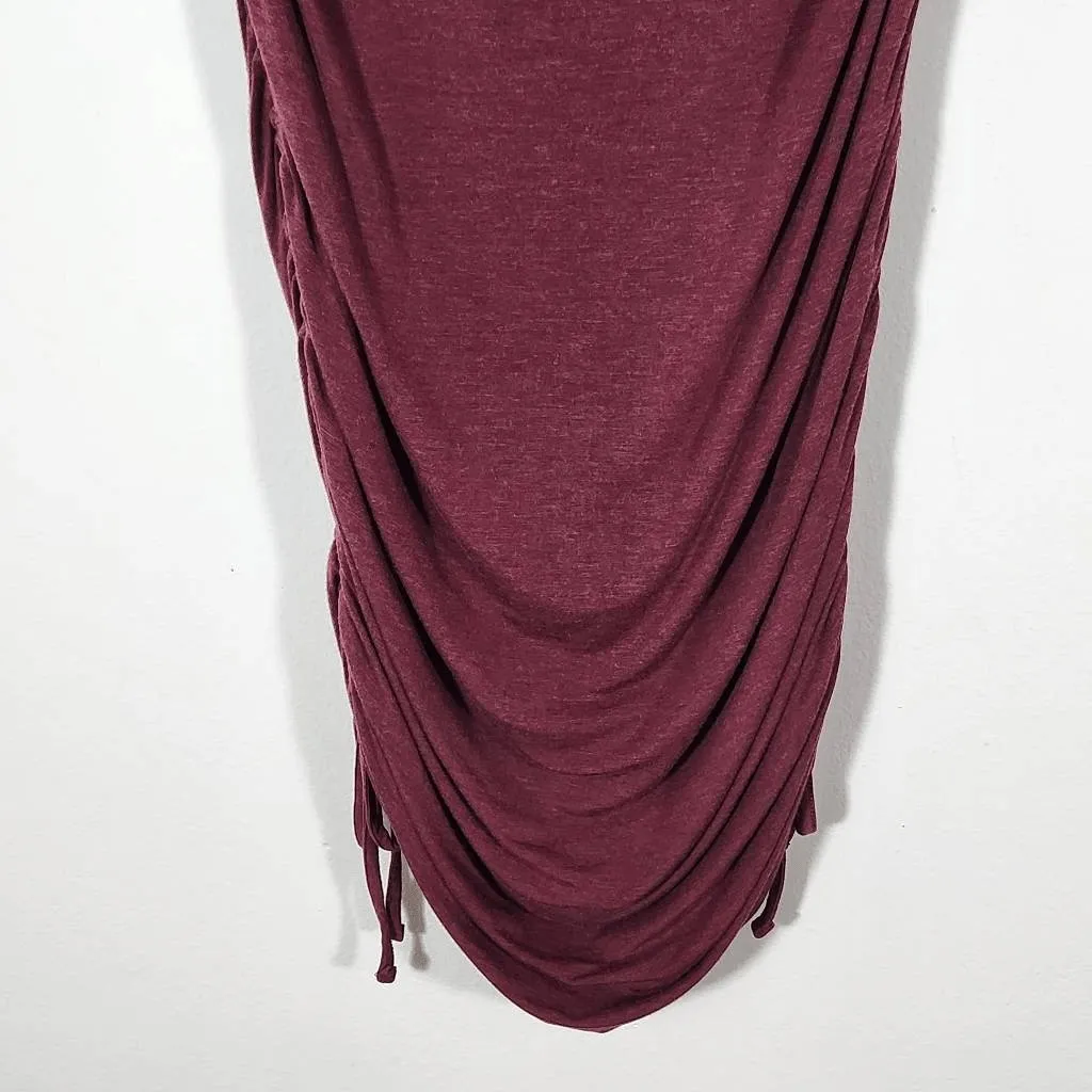 Calvin Klein Burgundy T-Shirt Dress with Side Drawstring Size 6 Oxblood Dress - Image 3