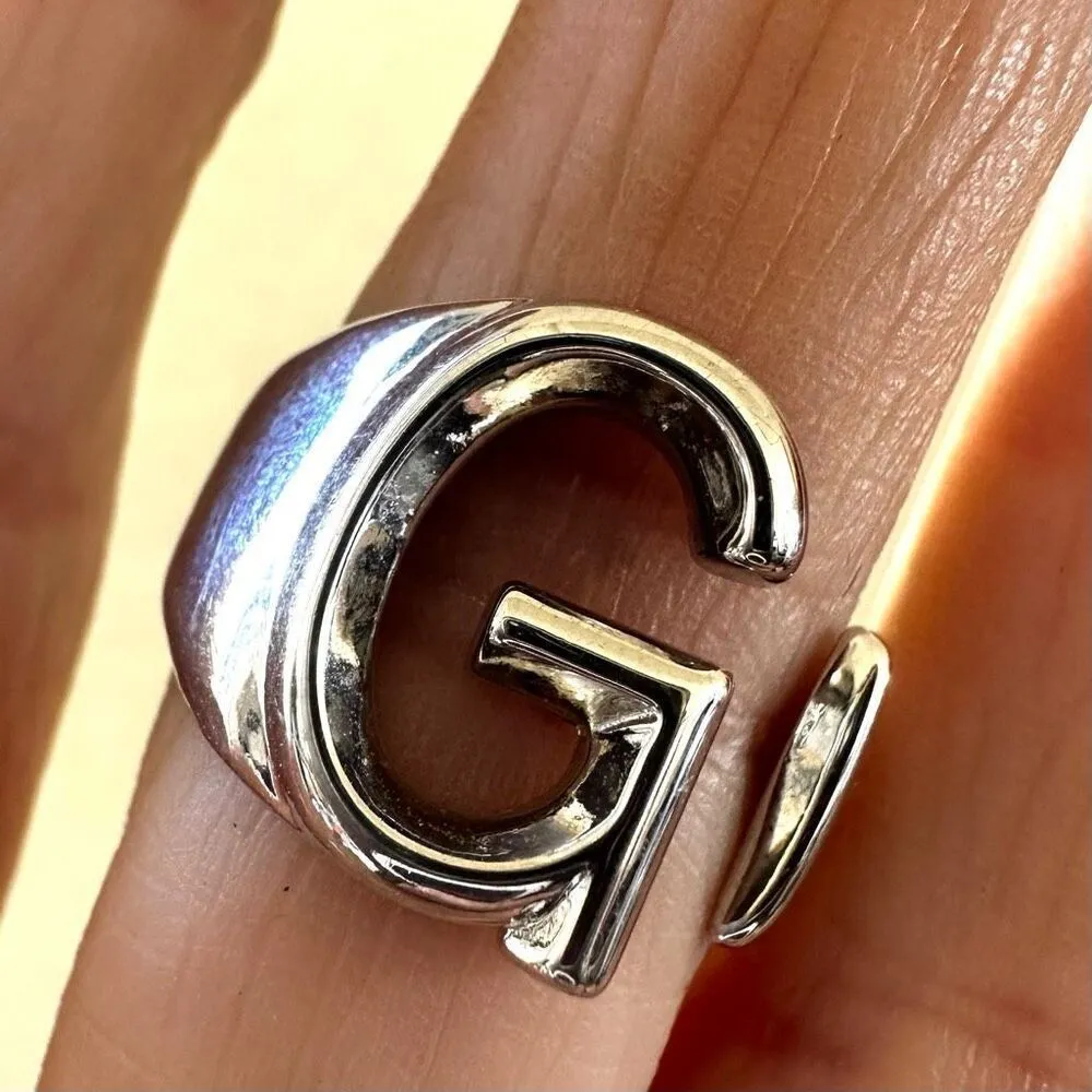 Silver tone Half Open G Initial ring - Image 6