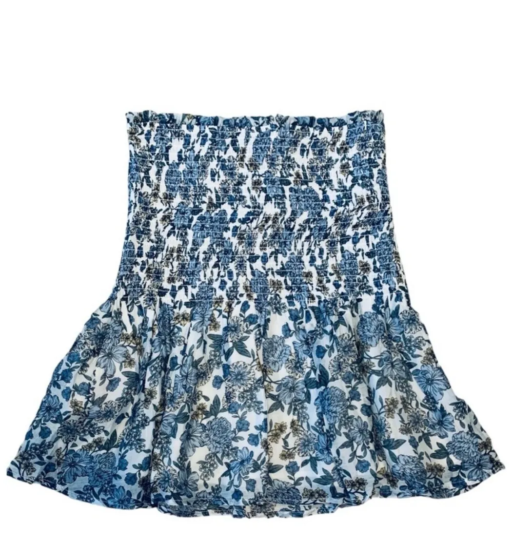 MINKPINK Blue Floral Stretch Waist Mini Skirt Size Large NWT - Image 8
