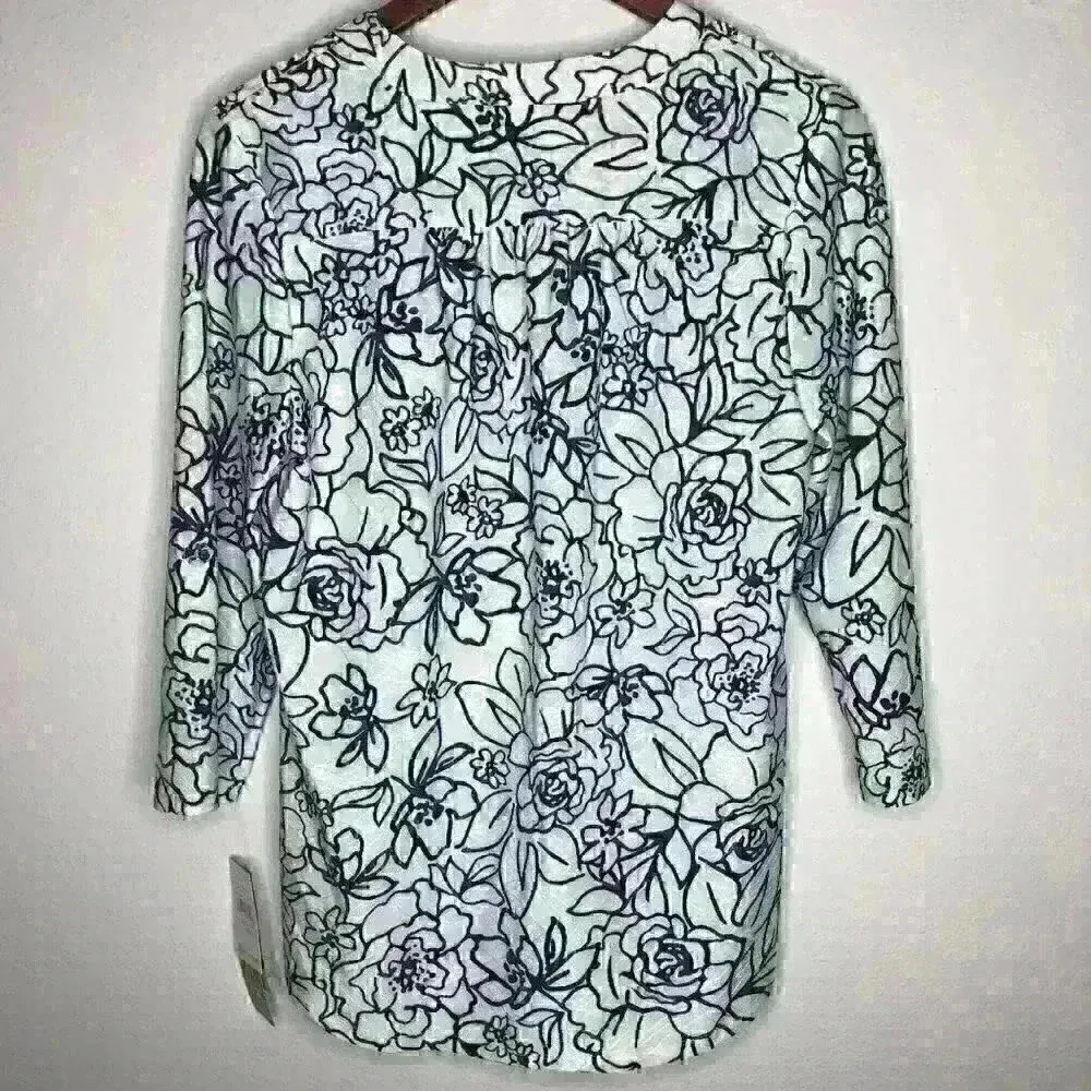 NWT Cathy Daniels Simply Textured Roll Tab Sleeve Print Top‎ Sz S - Image 10