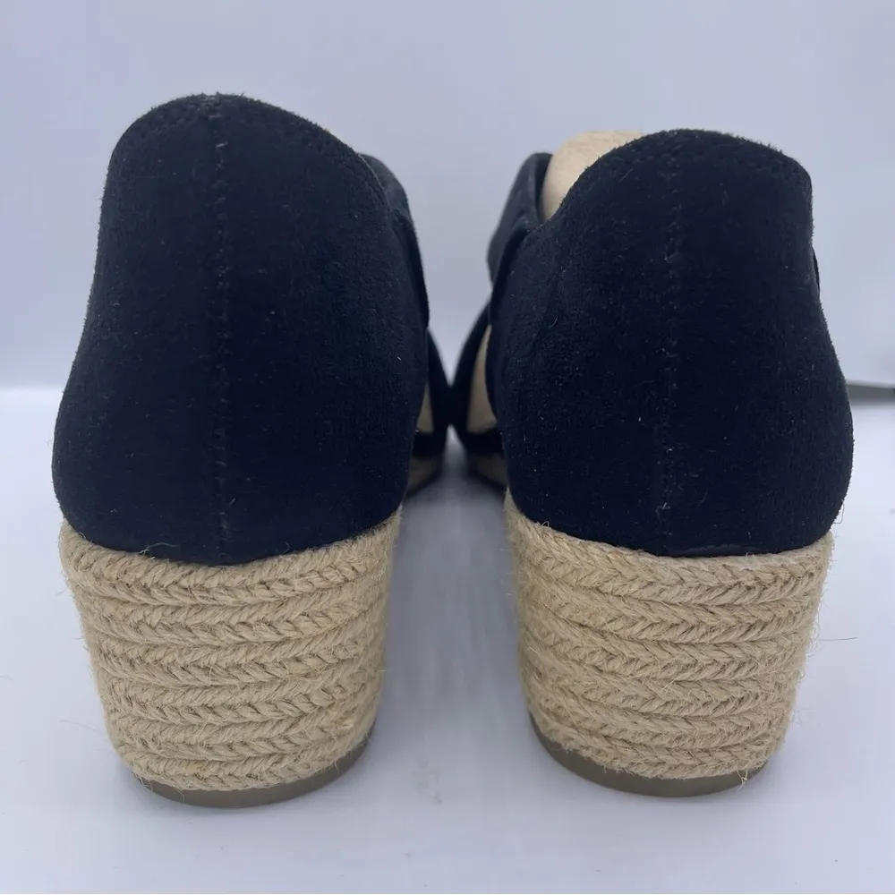 suede wedge espadrille black sandals slip ons women Size 8 1/2M - Image 7