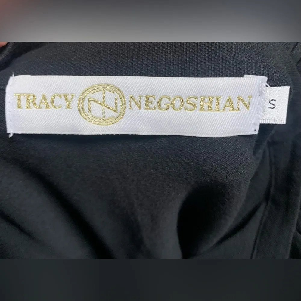 Tracy Negoshian  Black Sonja Cap Sleeve Ruffle Polo - Image 3