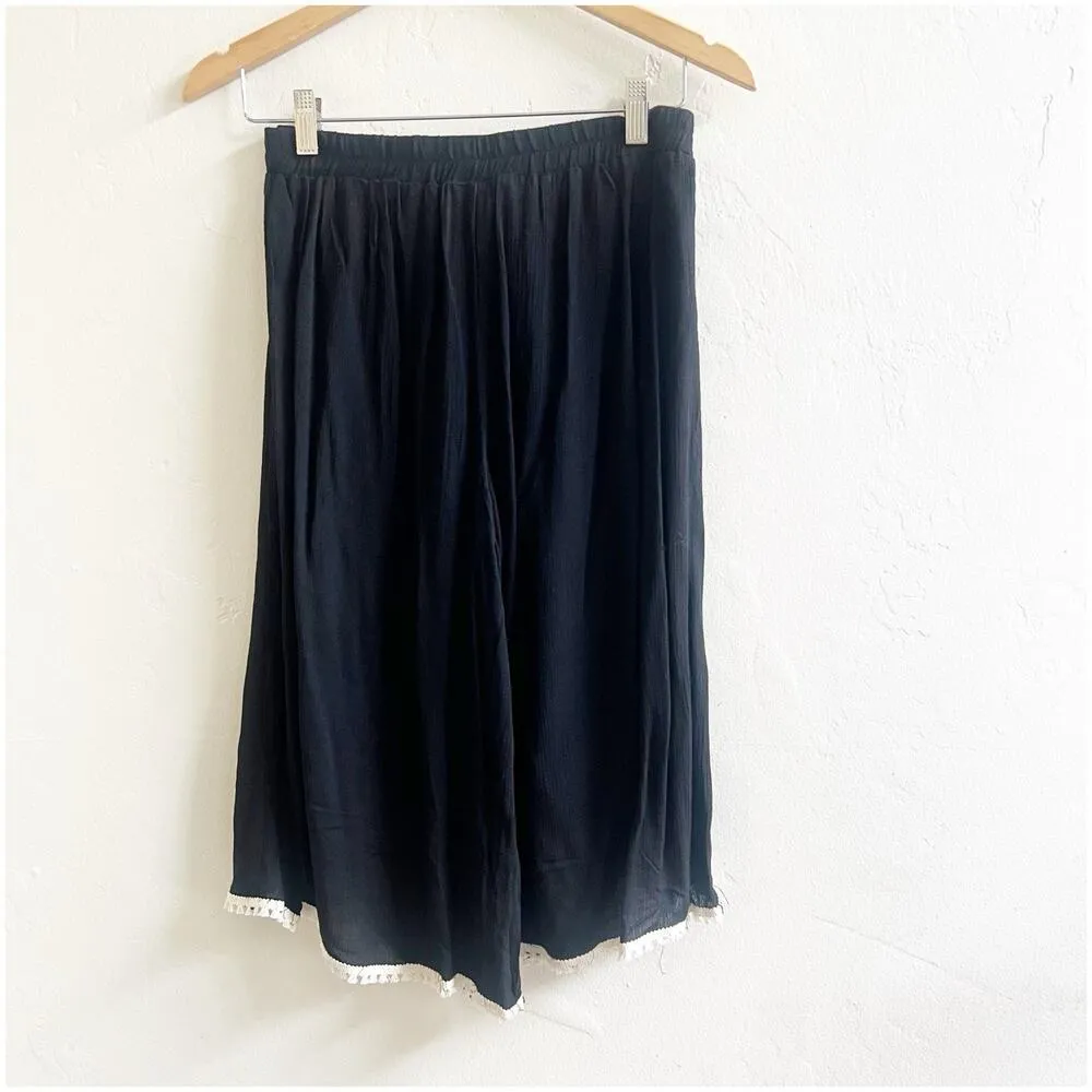 Hayden Los Angeles Pedal Pusher Cropped Pants Gauze Size Medium Black Ivory Y2K - Image 2