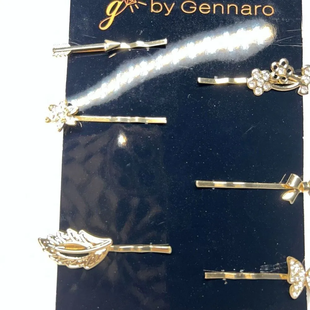 G by Gennaro Set of Six Gold Sparkle Hair Pins Gold - Image 7