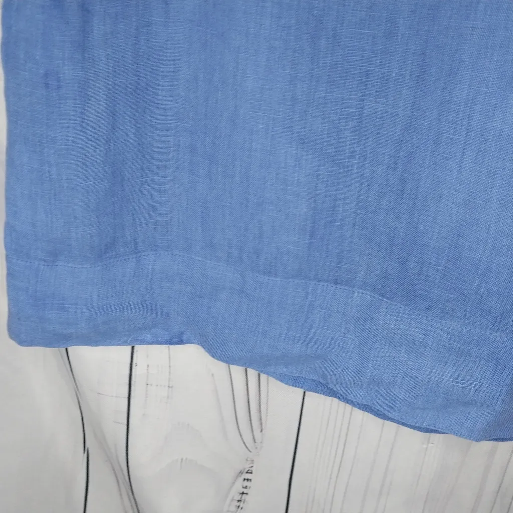 Zara Basic 100% Linen Blue V-Neck Dress Size S - Image 11