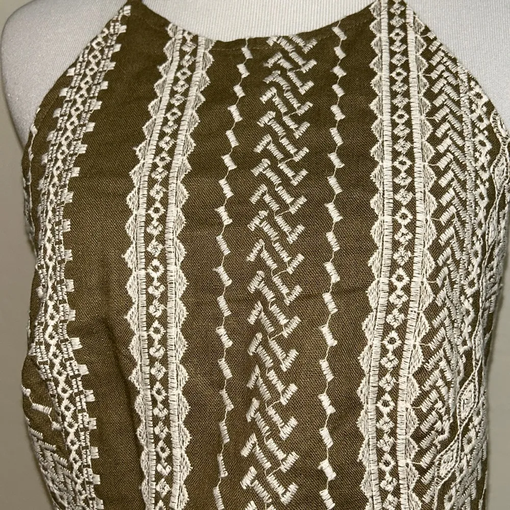 House of Harlow 1960 women small embroidered halter‎ top Green - Image 2