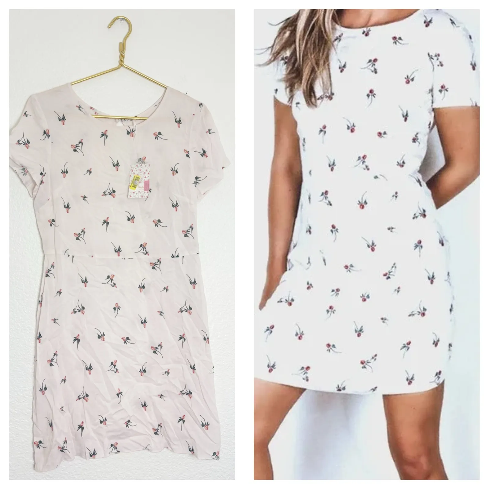 NWT Free People Light Red Rose Bud Short Sleeve Dress Size 6 Bohemian Coquette - Image 2