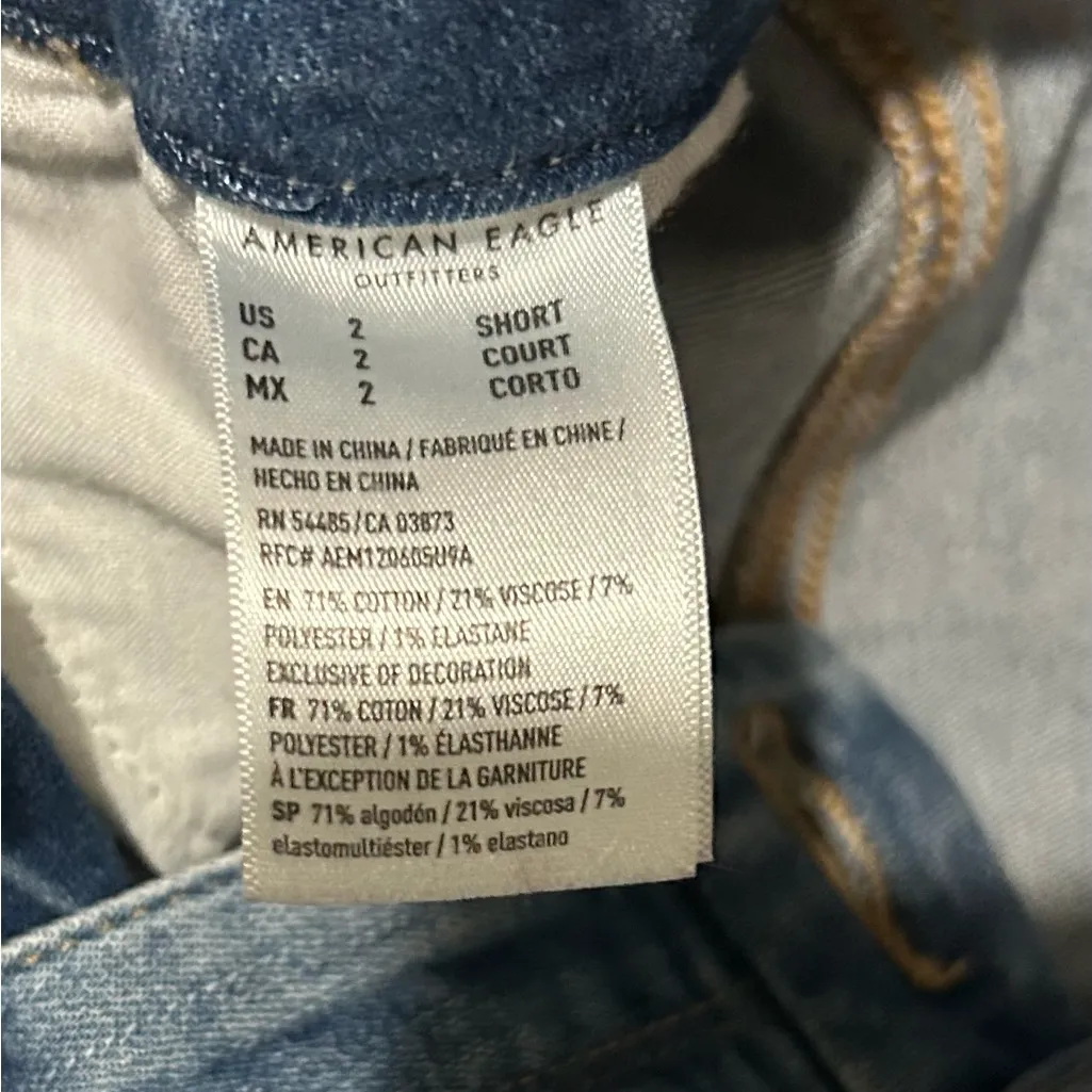 American Eagle Outfitters Ripped Blue Skinny Jeans Size 2 Short - Image 5