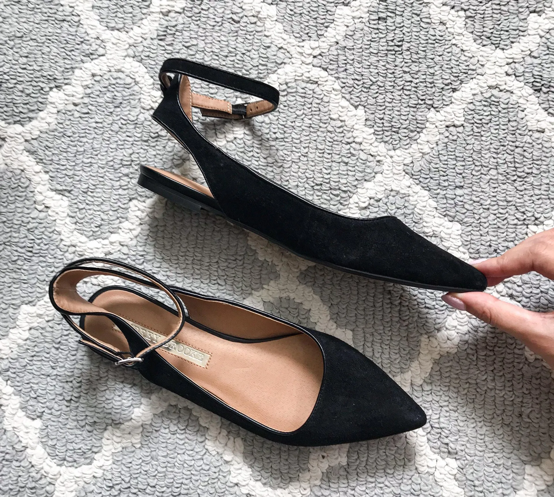 Audrey Brooke Pointed Toe Suede Ankle Strap Ballet Flat - Image 2