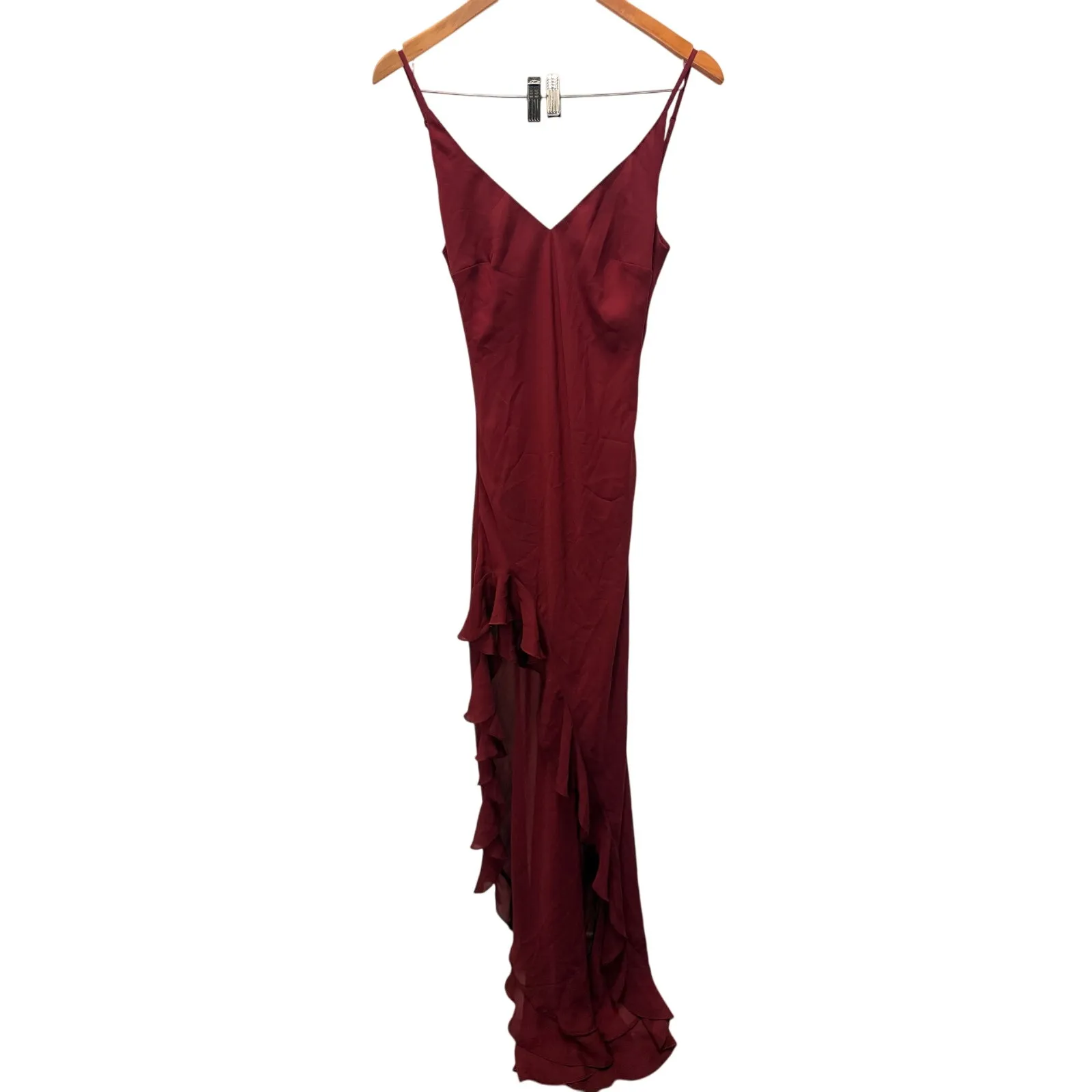 Delfi Collective Lara Ruffle Burgundy Dress XS Fairy Goth Ball Gown Luxury Party Red - Image 3
