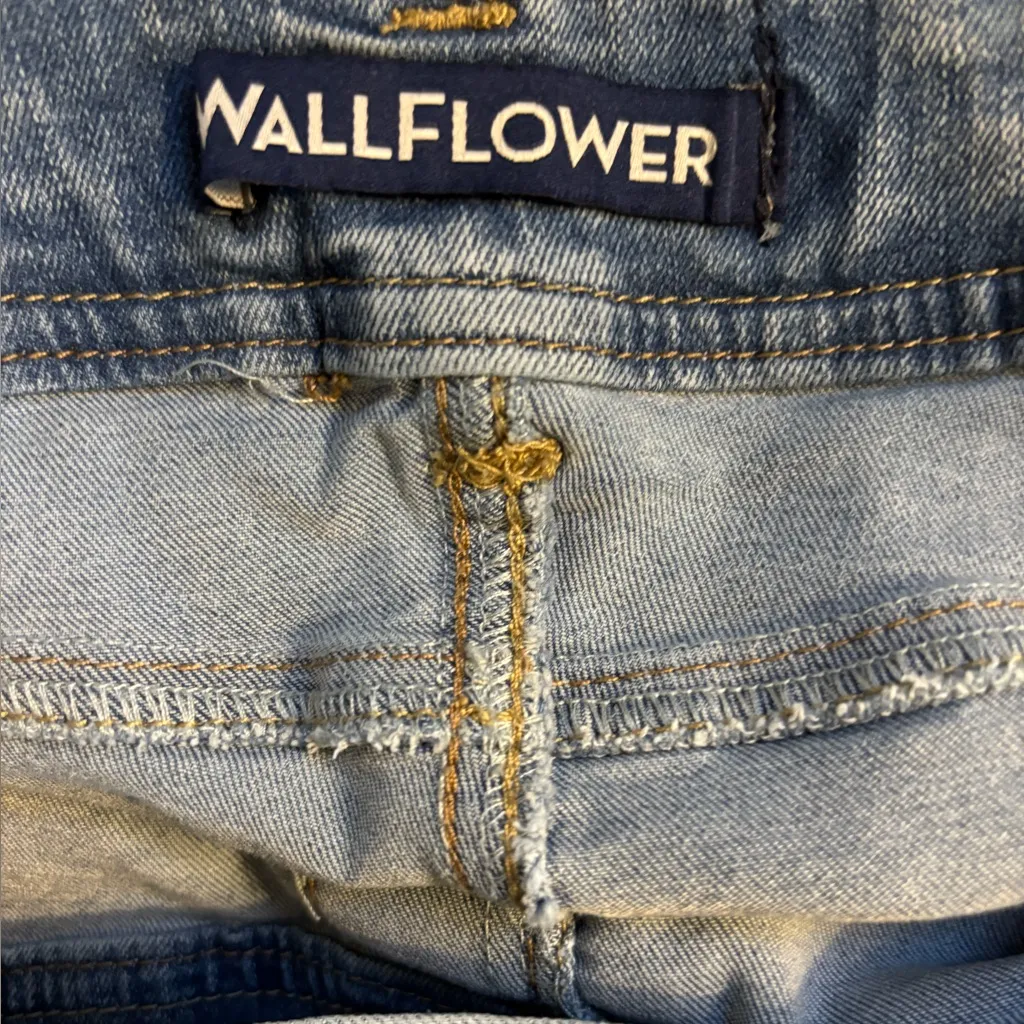Wallflower Distressed Denim Overalls – Size Medium Blue - Image 2