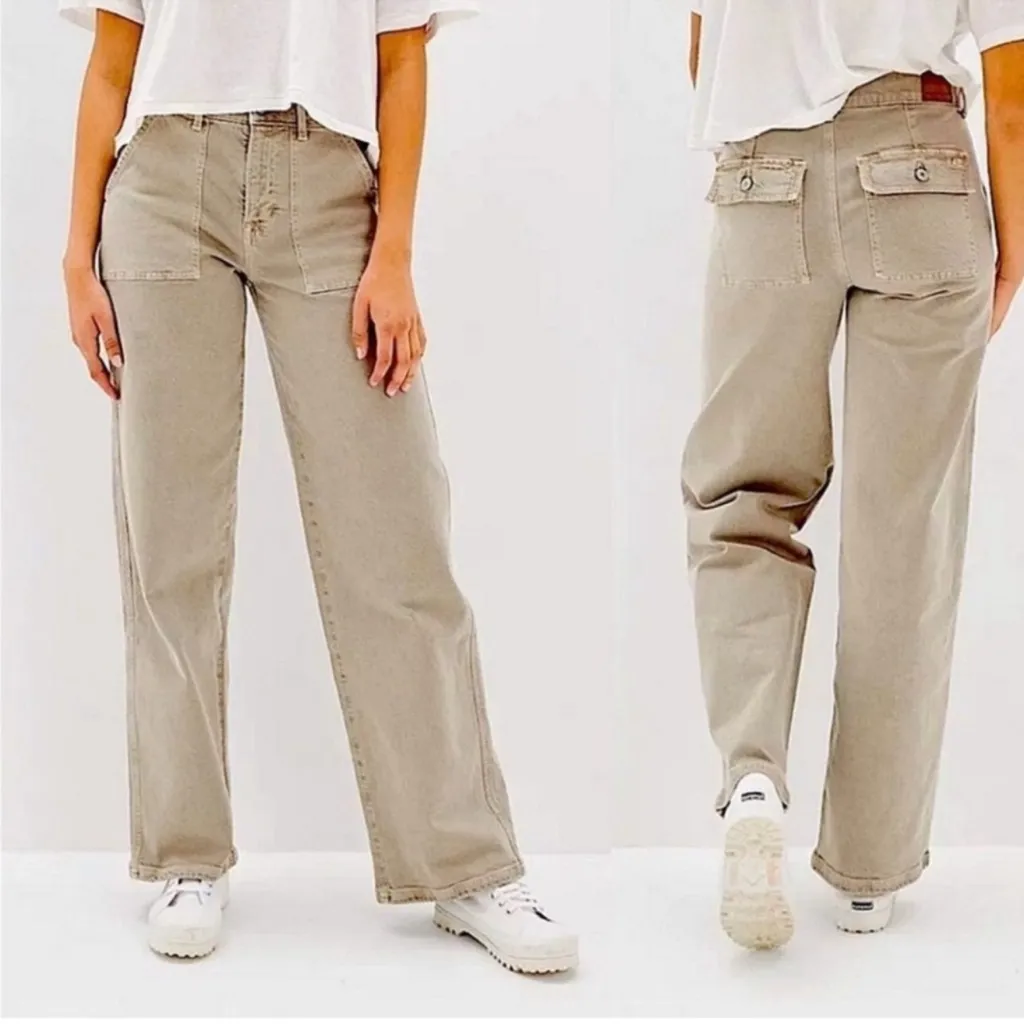 AMERICAN EAGLE Baggy Skater jeans size 2 tan - Image 3