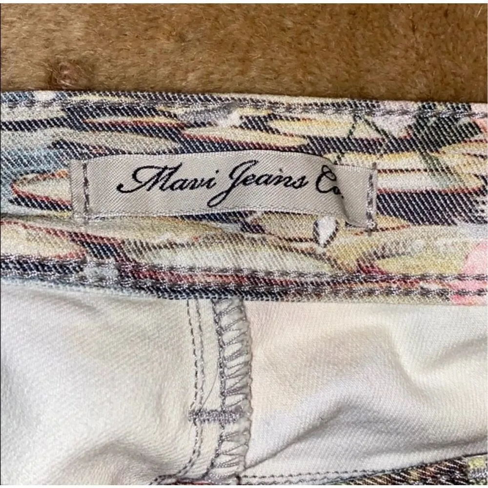 Mavi Serena jeans blue pink yellow bird floral skinny jeans size 27 - Image 3