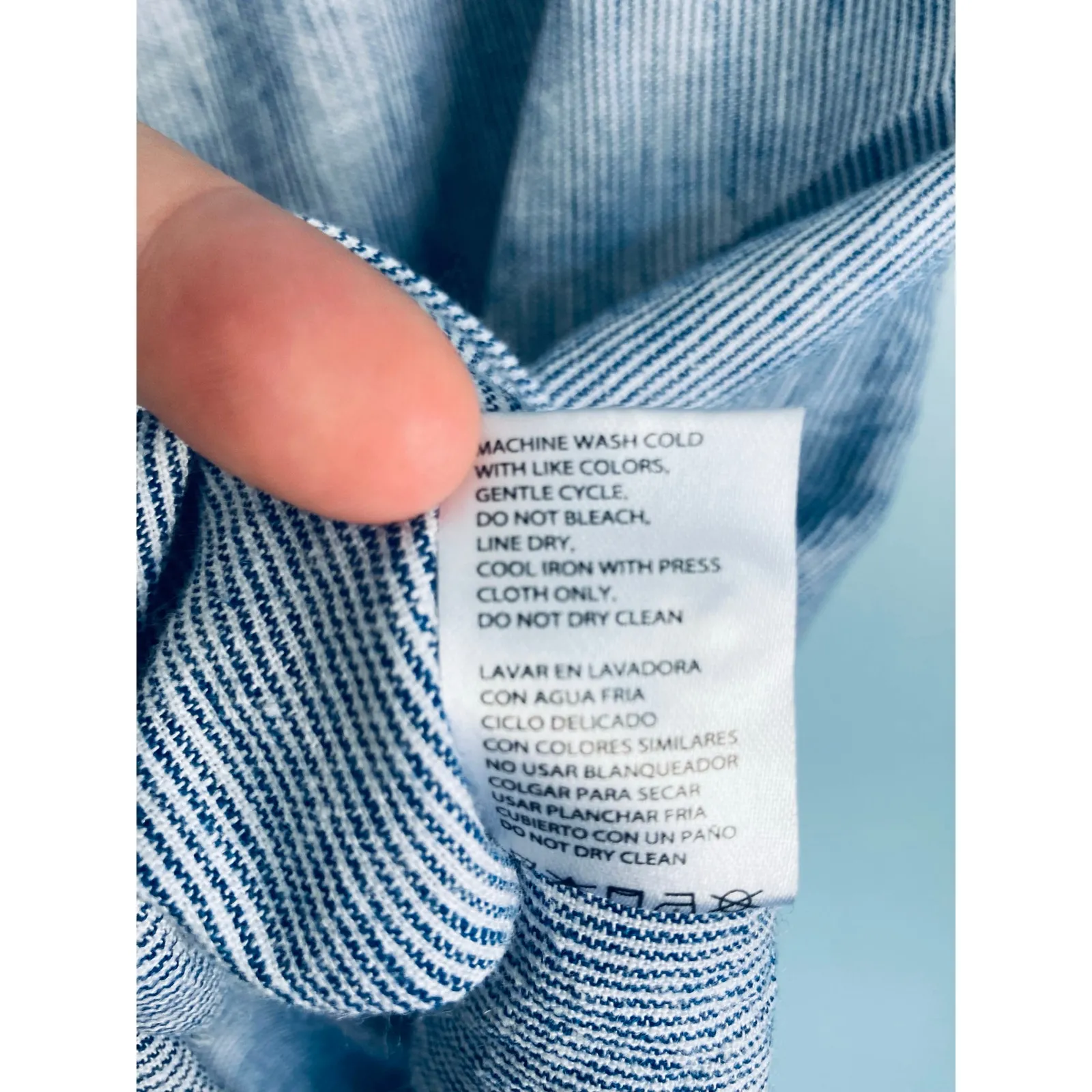 Weatherproof Vintage Washable Linen Women's Top XL Blue and White - Image 4