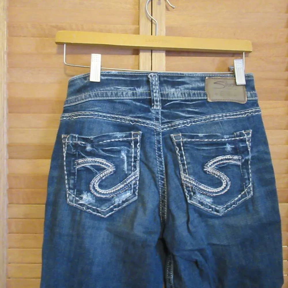 Silver Blue Jeans Suki W27 x L 22 1/2 22.5 Stretch Embroidered - Image 6