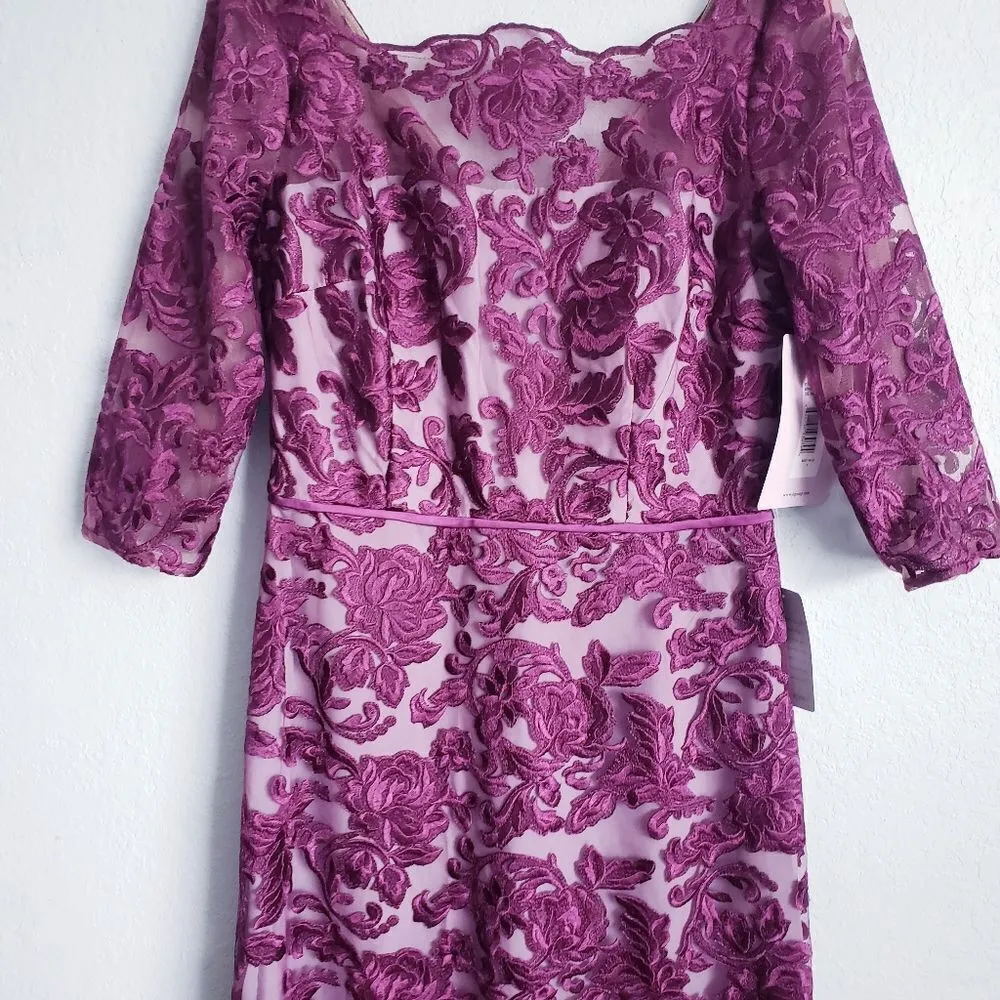 JS Collections Illusion Bateau Neck‎ Embroidered Gown - Image 6