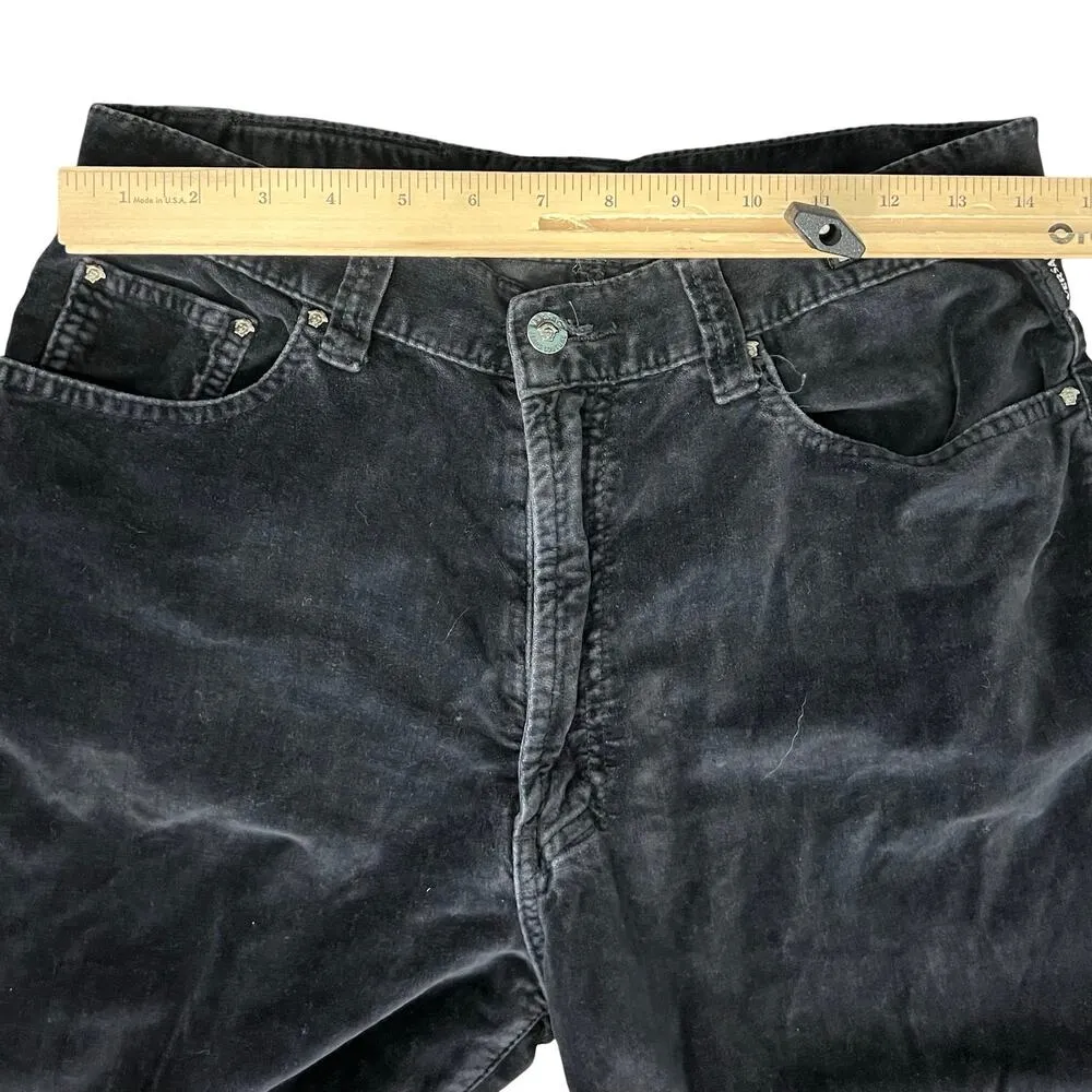 Vintage Versace Jeans Couture Charcoal Gray Velvet Tapered Jeans size 31 / 44 - Image 9