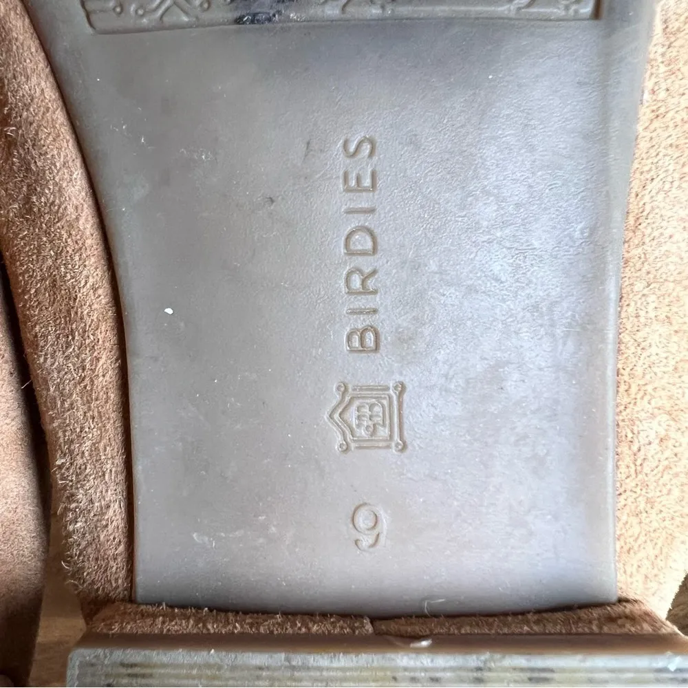 Birdies The Swan Slip-on Mules Sz 9 Tan Suede Quilted Leather Flats Womens Shoes - Image 8