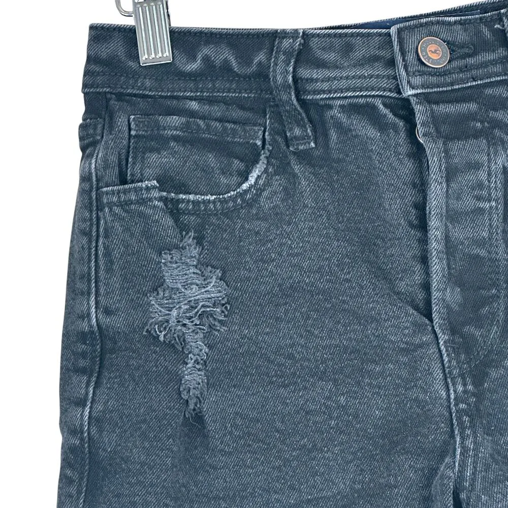 Hollister Shorts Womens 26 Black Stretch High Rise Distressed Hem Y2K Grunge - Image 2