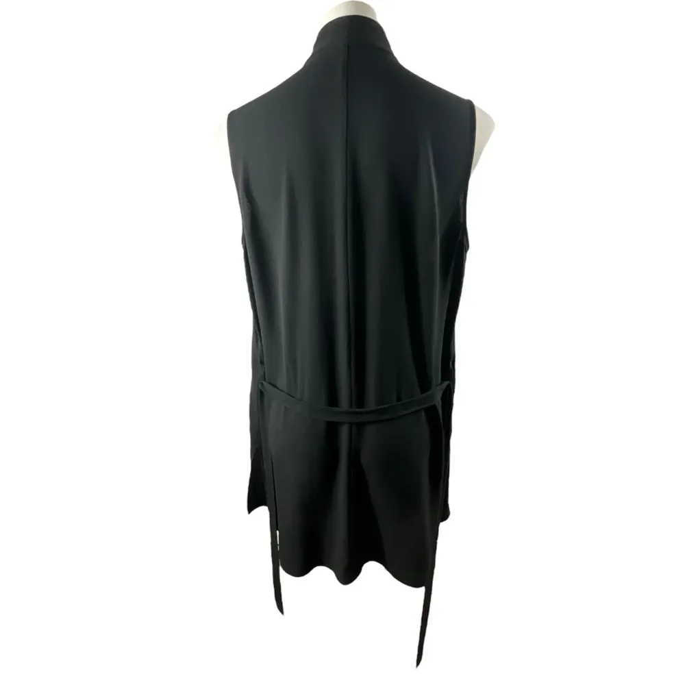 Eileen Fisher Long Line Georgette Silk Crepe High Collar Vest - Image 6