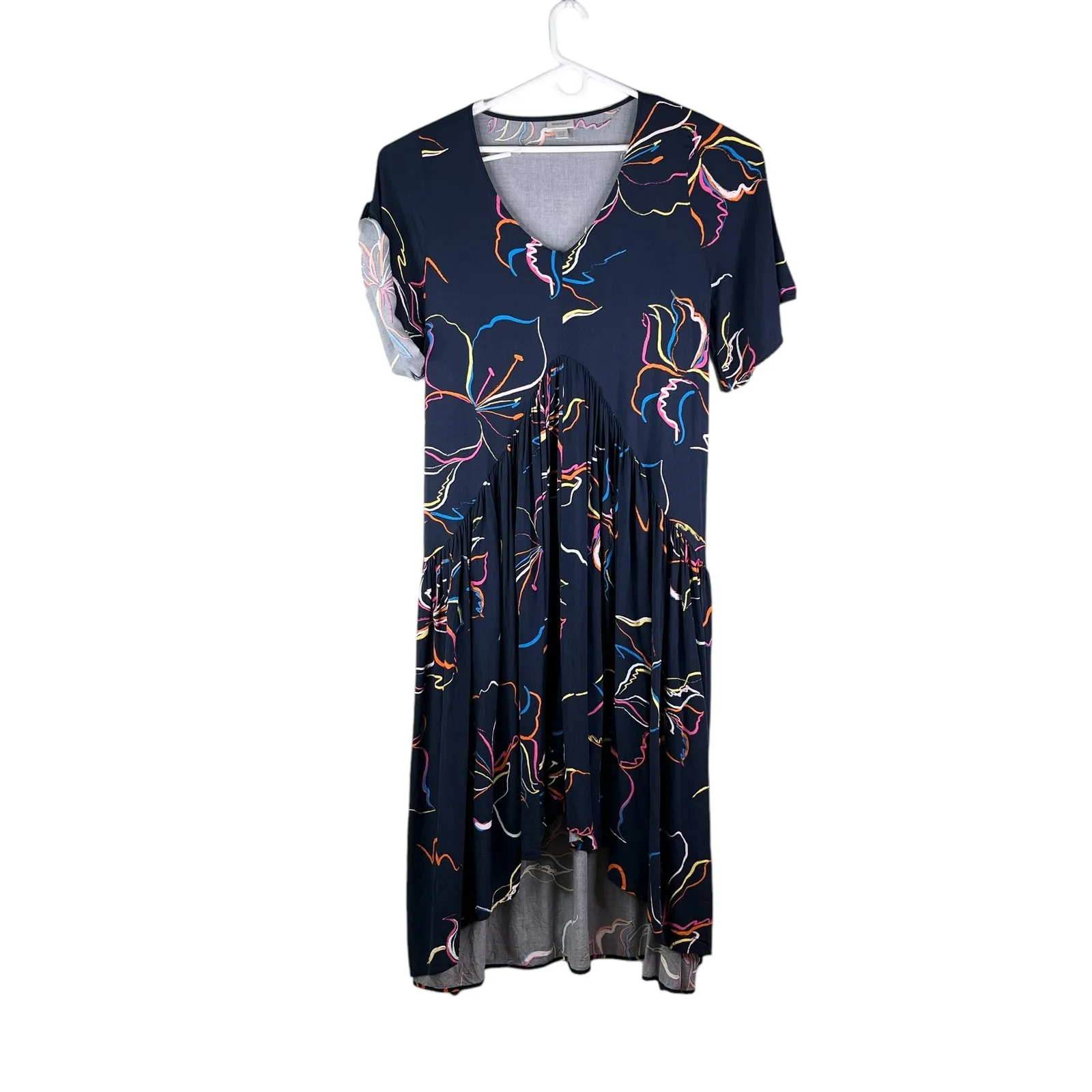 Avenue Midi Dress Navy V-Neck 22/24 Tie Back Short Sleeves - Image 14