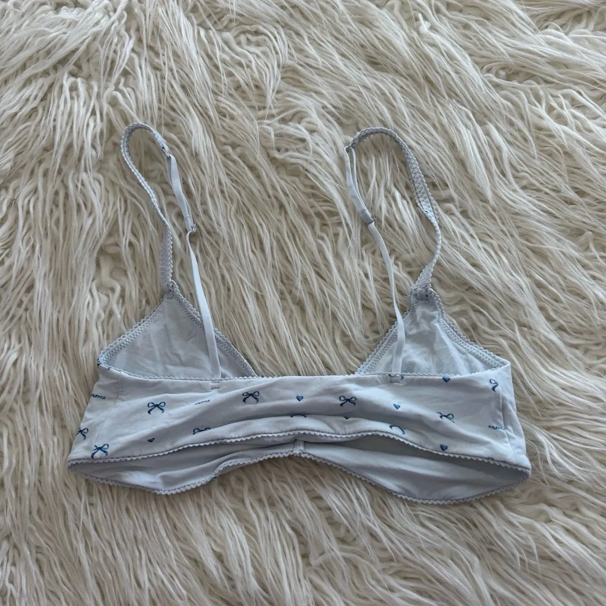 Skims Fits Everybody Picot Skimpy Scoop Bralette Cloud Bow Print Size Medium - Image 6