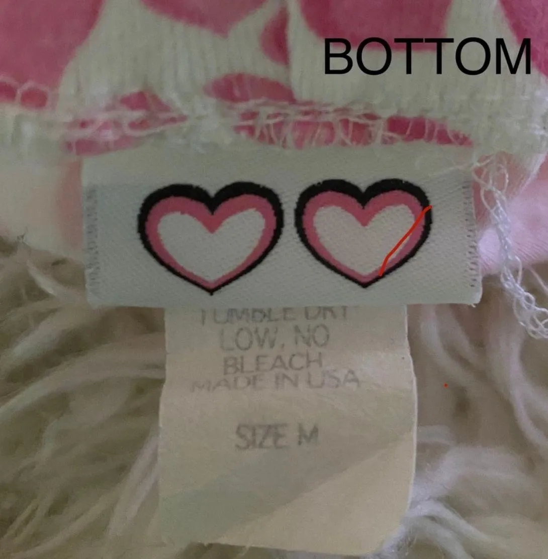 Vintage Shorts and Tank Pajama Set White with Pink Hearts Medium Short Small Top - Image 4