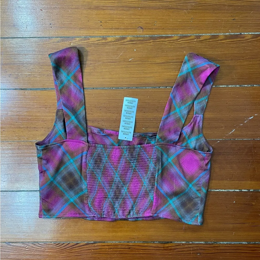NWT Urban Outfitters Adina Plaid Square Neck Crop  Corset Style Top - Sz XL - Image 7