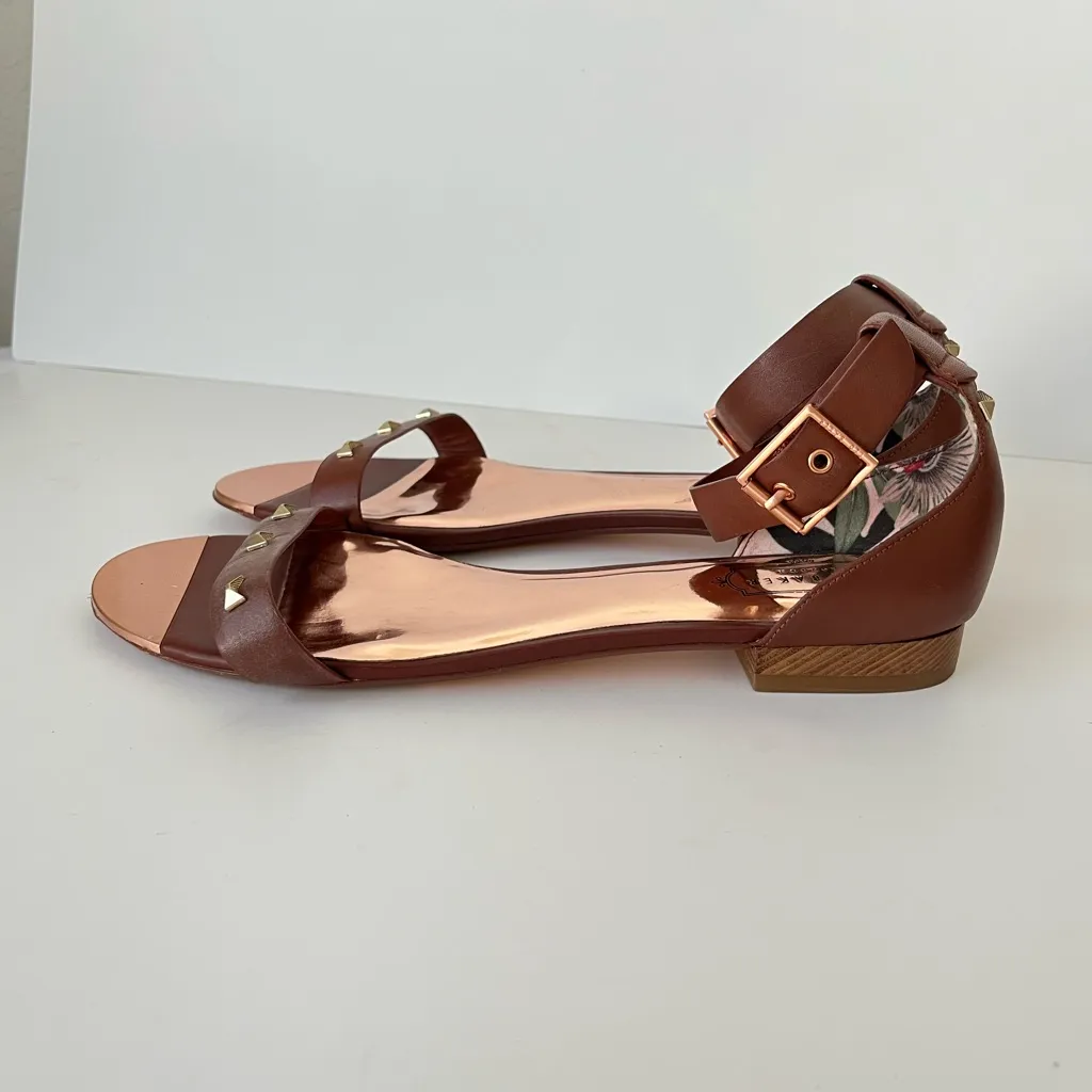 Ted Baker Ovey Leather Rivet Sandals Tan Brown Size EU 42 - Image 4