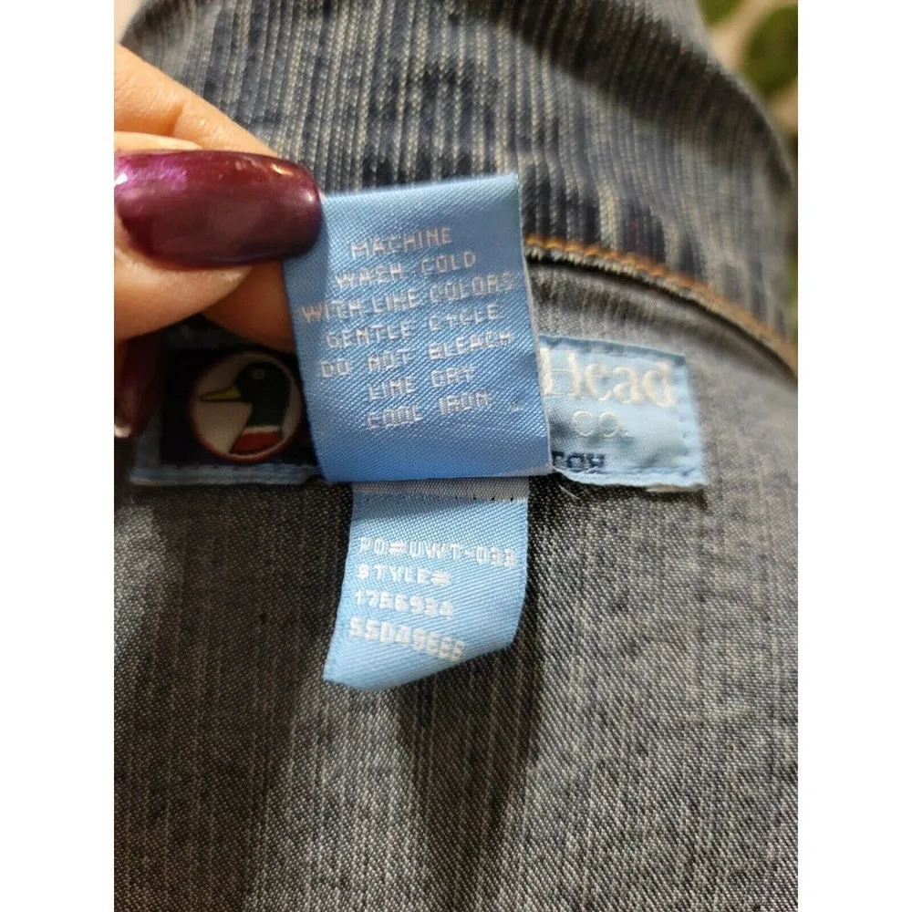 Duck Head Women's Blue Denim Cotton Long Sleeve Buttons Style Stretch Jacket L - Image 8