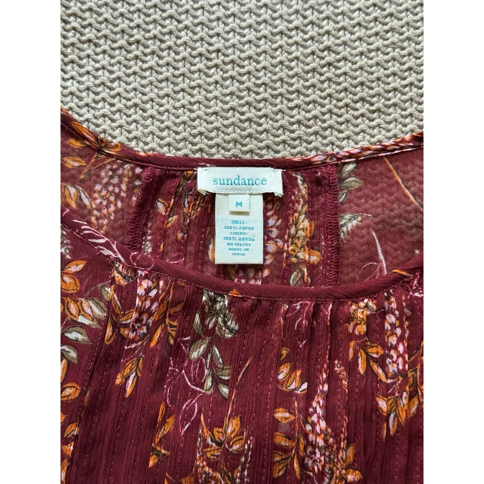 SUNDANCE‎ Winthrop Garden Blouse Top Tassel Boho Size M - Image 3