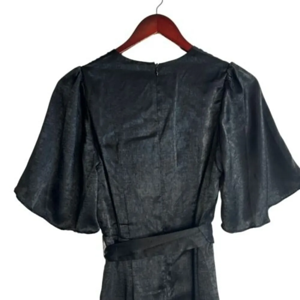 NWT LULUS SIZE XS Black Wrapped Up In Love Satin Faux - Image 6