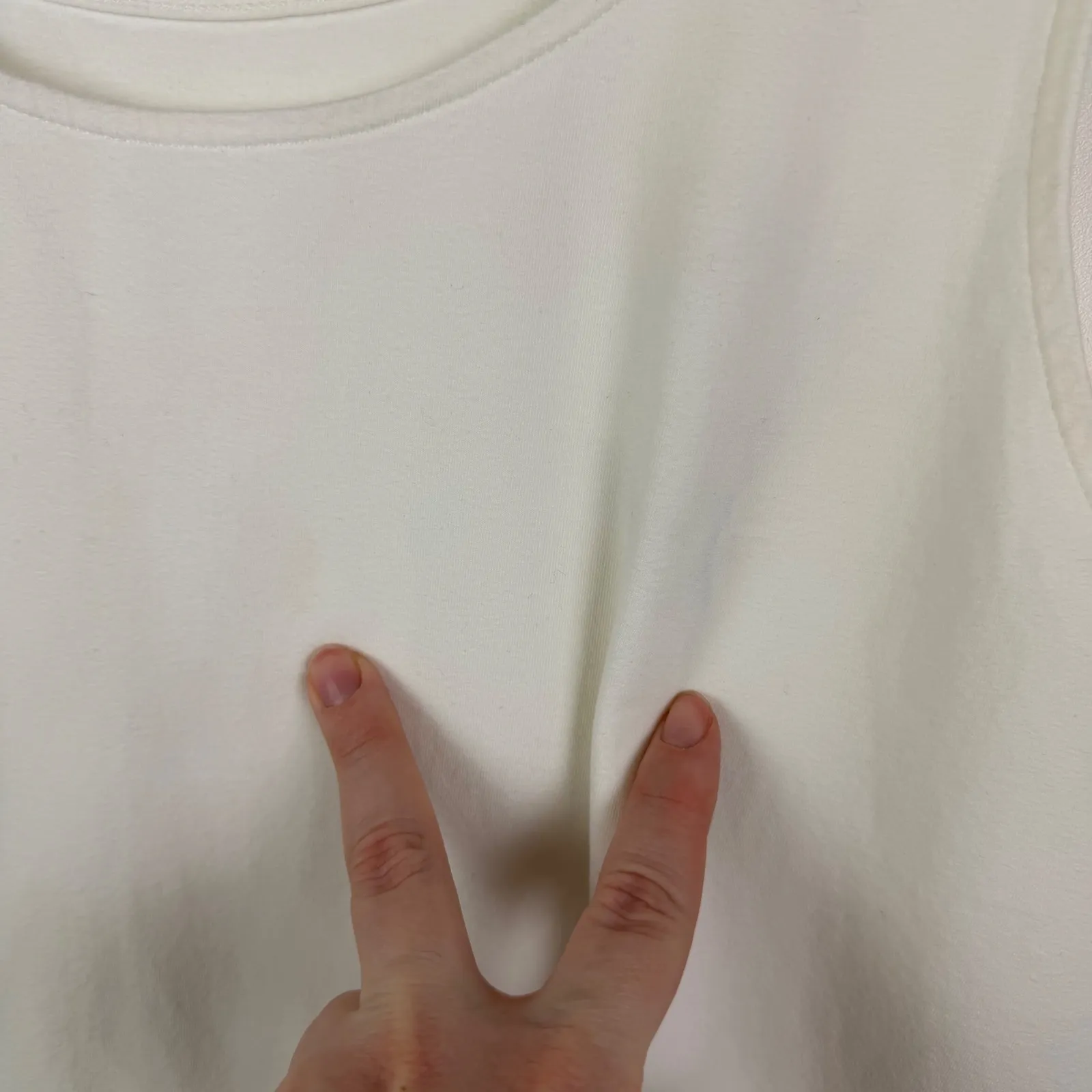 J Jill Perfect Tank Top Size 2X Cream White Stretch Cotton Basic Layering Staple - Image 2