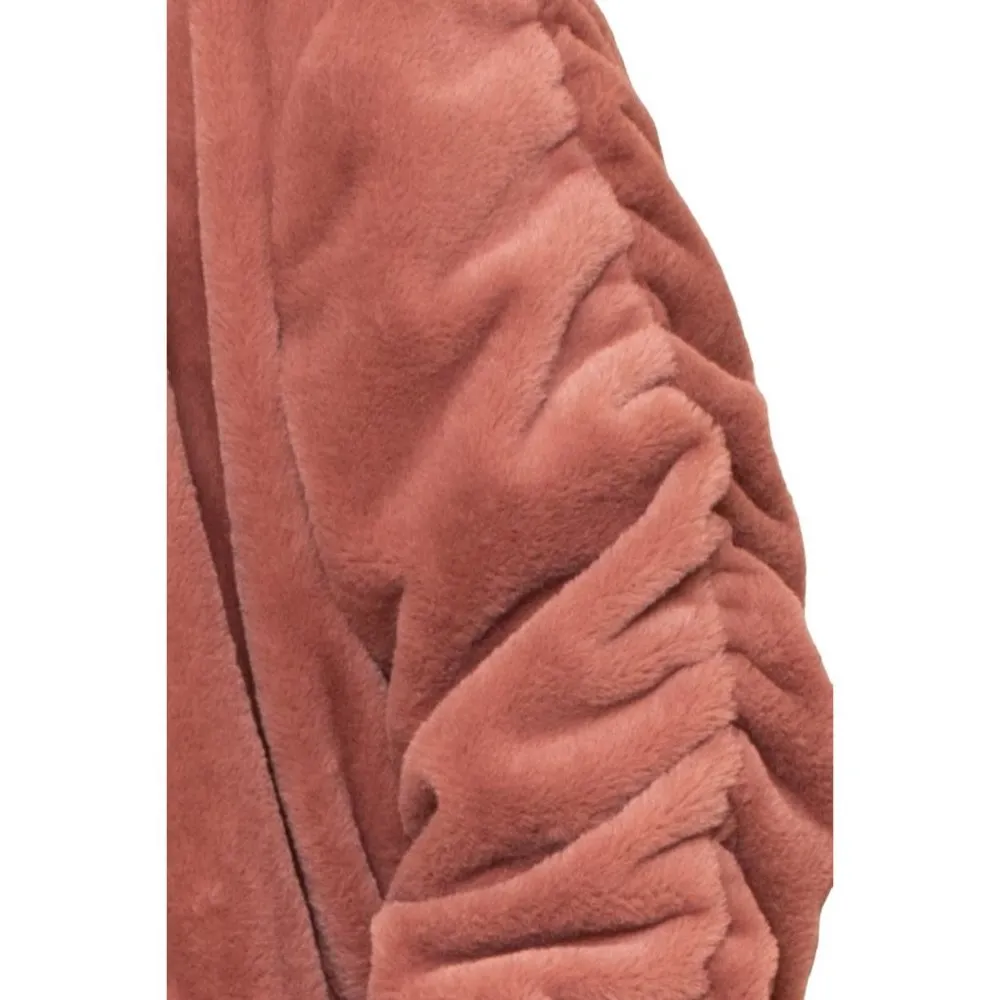 Symphony Plush Cropped Puffy Bomber Jacket Mauve Pink Size Large NWT - Image 3