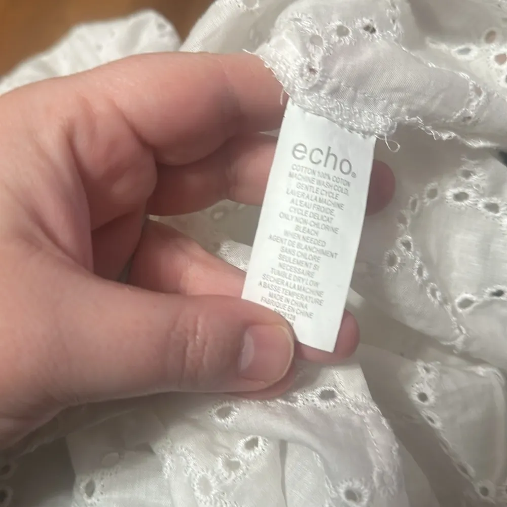 ECHO White Eyelet Cotton Coverup Size L - Image 6