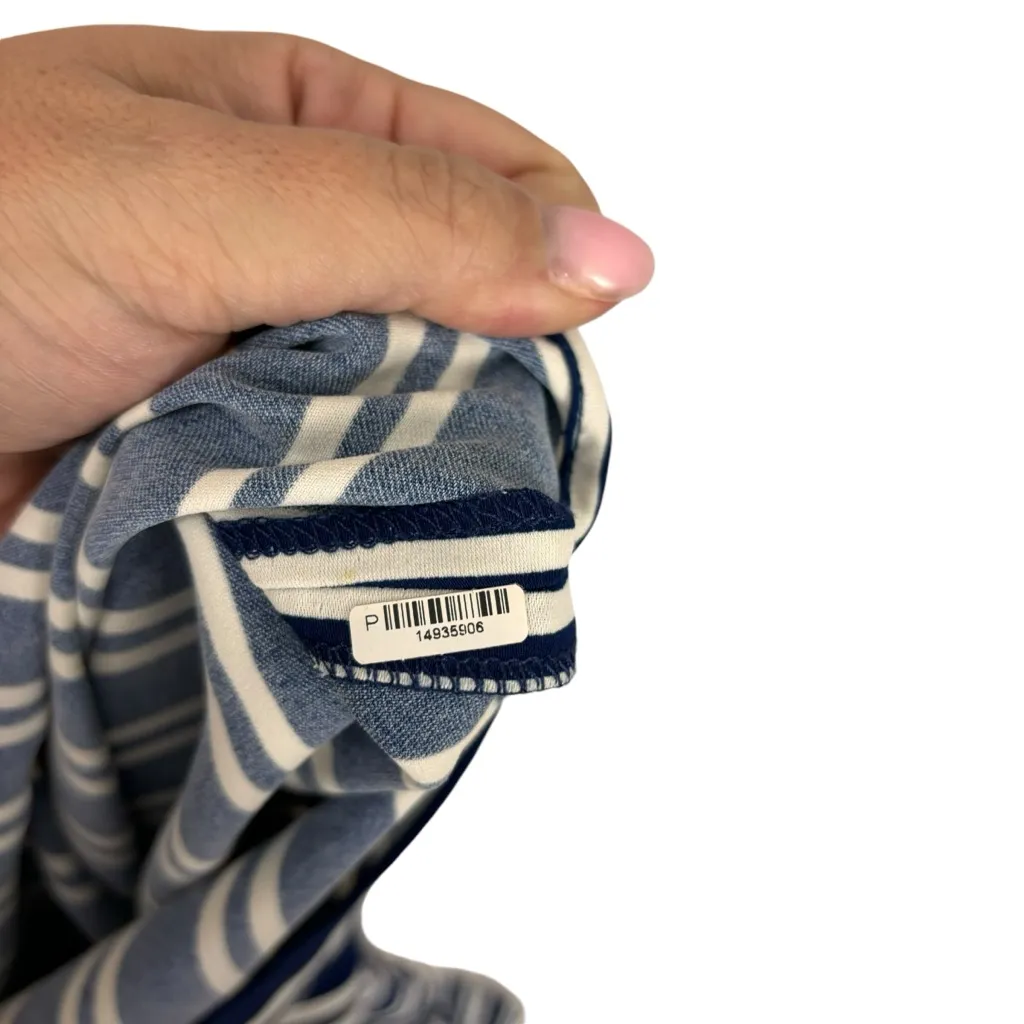 Amanda Uprichard Jumpsuit Striped Navy/White‎ V Neck Cap Sleeve Slit Leg Size M - Image 8