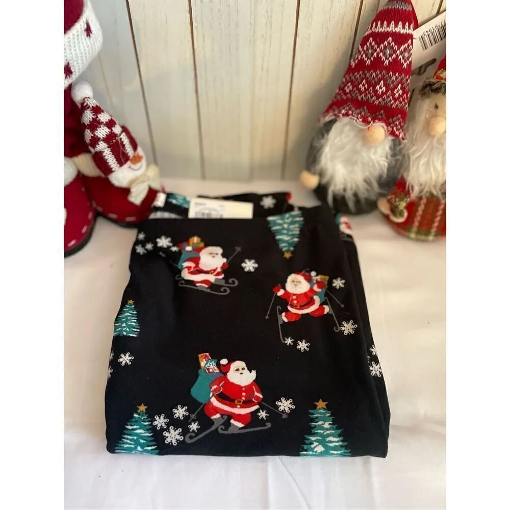 SO  Mid Rise Comfy Christmas Leggings Santa Skiing Size Large-NWT - Image 6