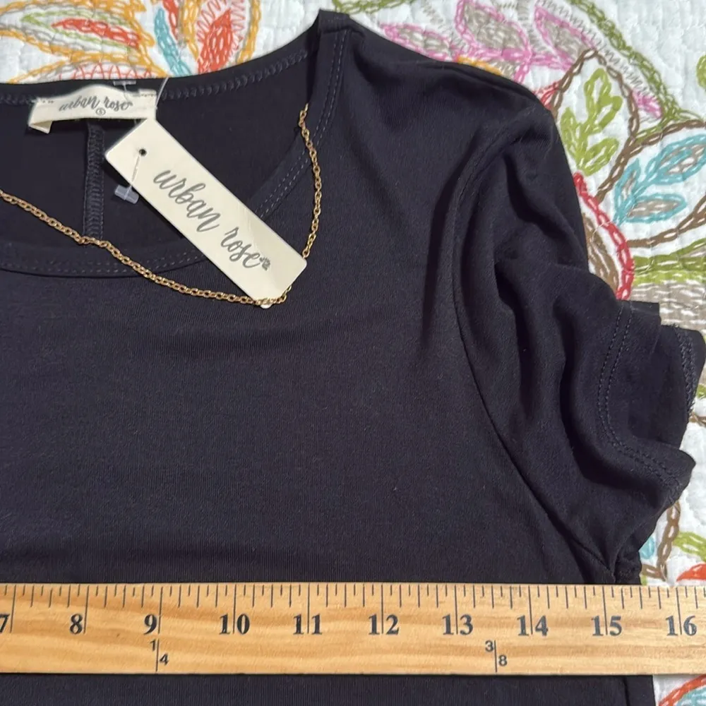 Urban Rose women’s size small Black Short Sleeve Dress with removable necklace - Image 4