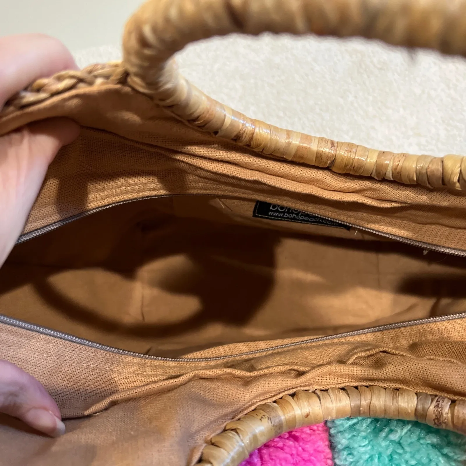 Bohopeach Woven Rattan Straw Bag With Pom Poms Beach Cruise Vacation Resort Boho - Image 9