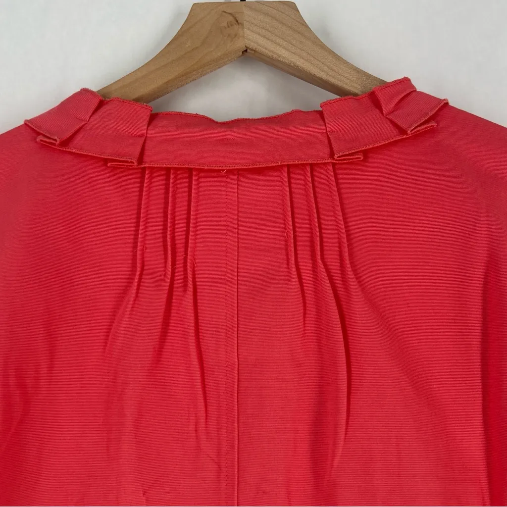 Du Jour Coral Pink Button Front Ruffle Trim Collarless Jacket 3/4 Sleeves NWOT M Size M - Image 11