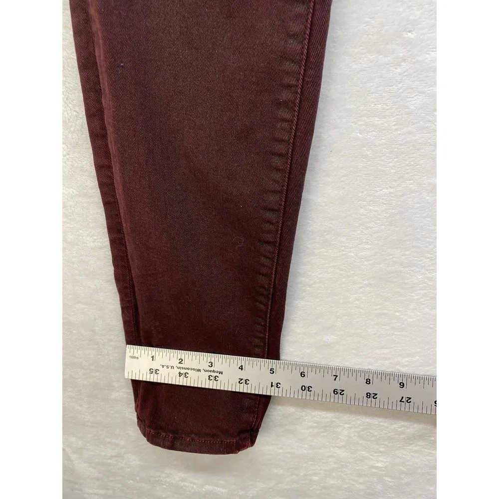 7 For All Mankind High-Waist Ankle Skinny Coated in Merlot‎ Women's Jeans sz 28 - Image 6