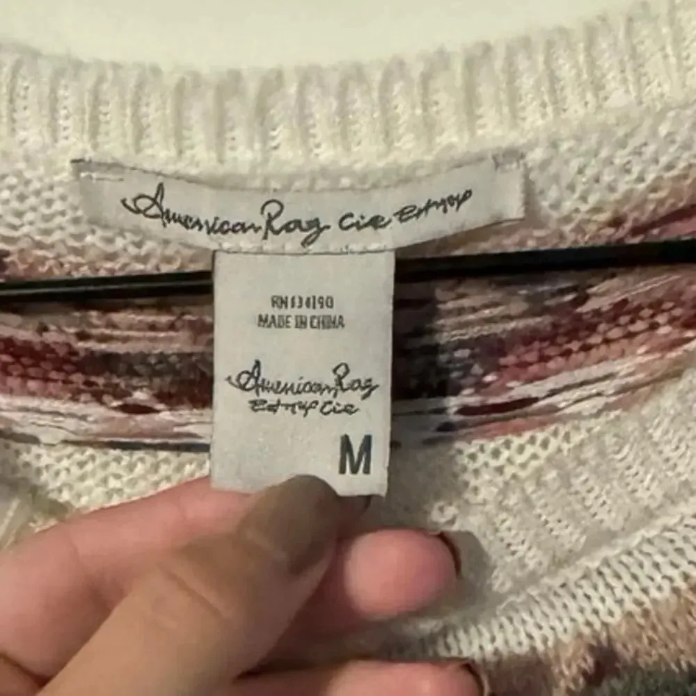 American Rag Fair Isle Ski Sweater White Neutral Knit Pullover Medium Cozy Aspen - Image 5