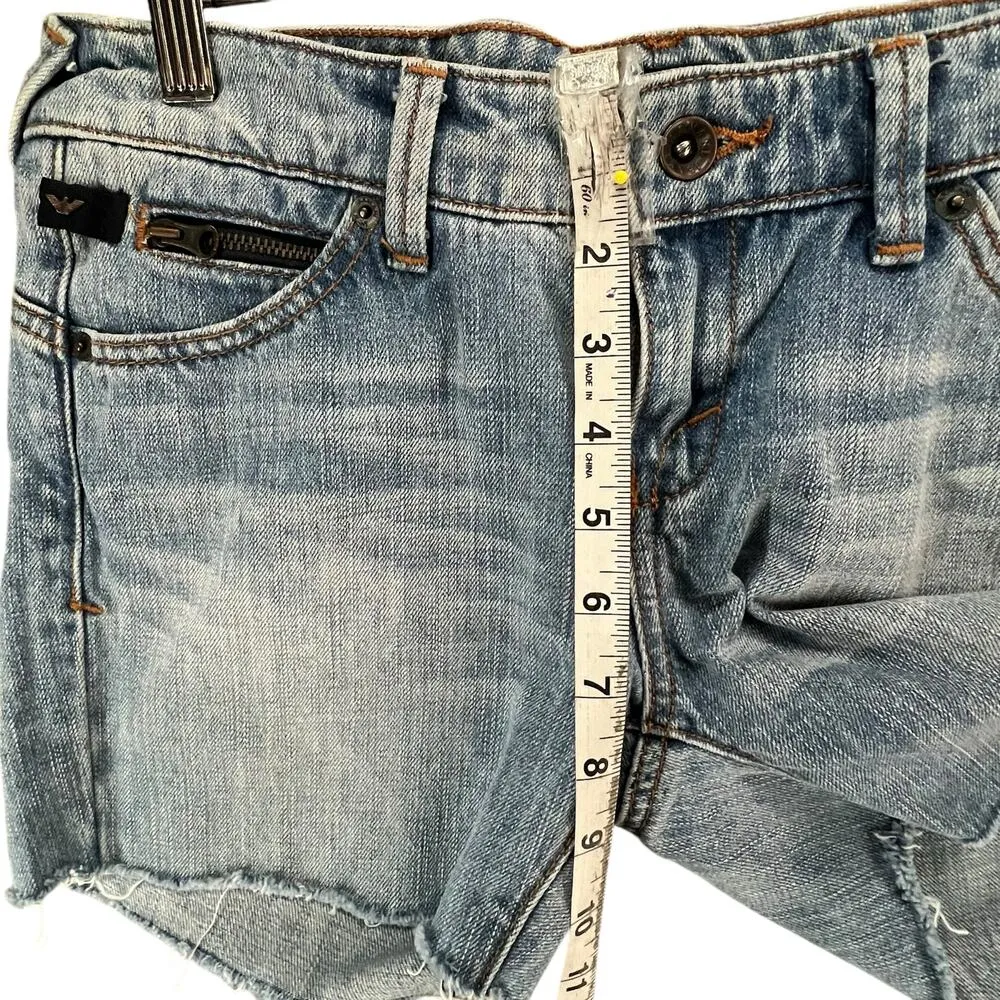 Vintage Armani Jeans Cutoff Denim Shorts Womens 26 Blue Low Rise Grunge Classic Size 6 - Image 8
