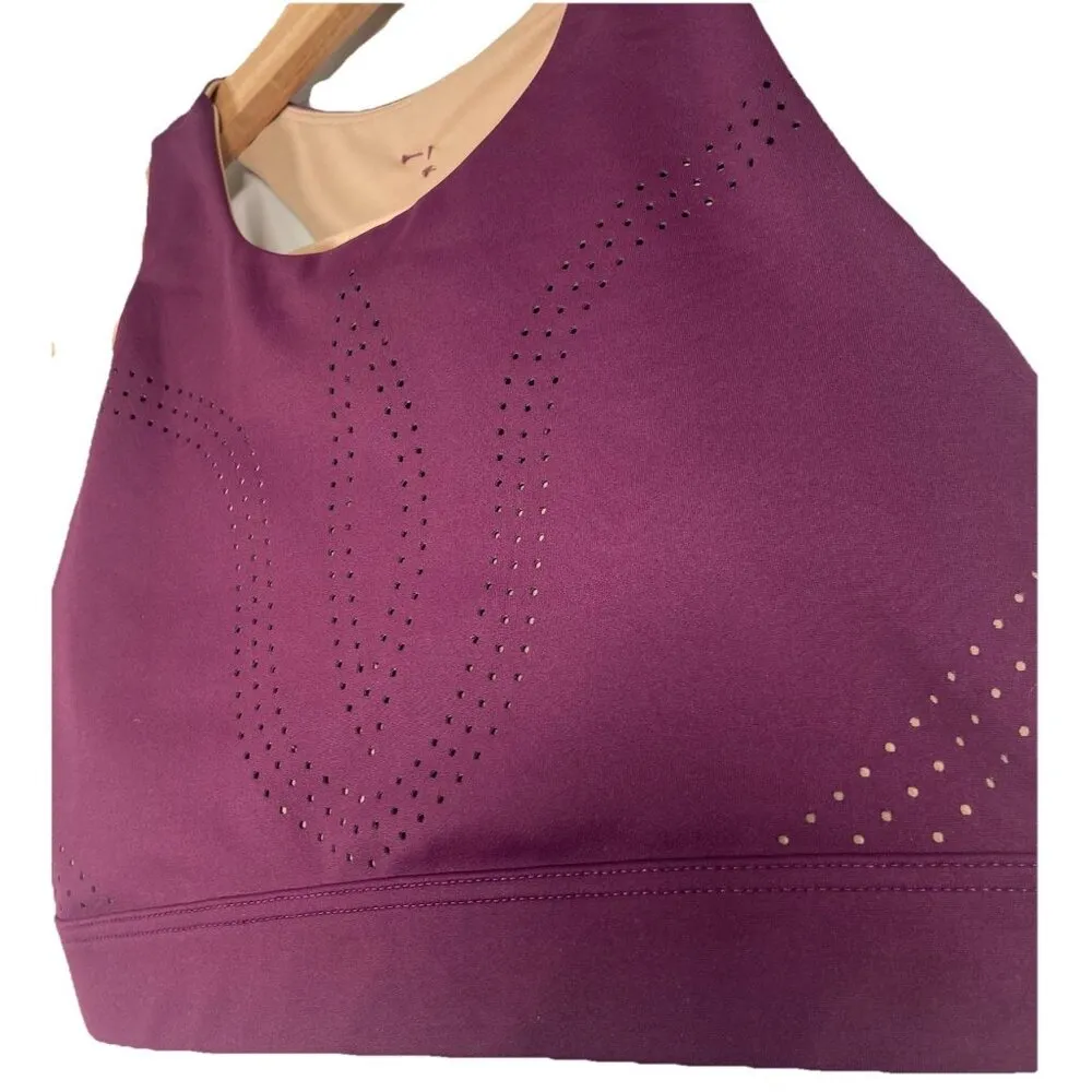 Buffbunny Lit Laser Cut Sports Bra Burgundy Athletic Yoga Sporty Athleisure Sz S - Image 2