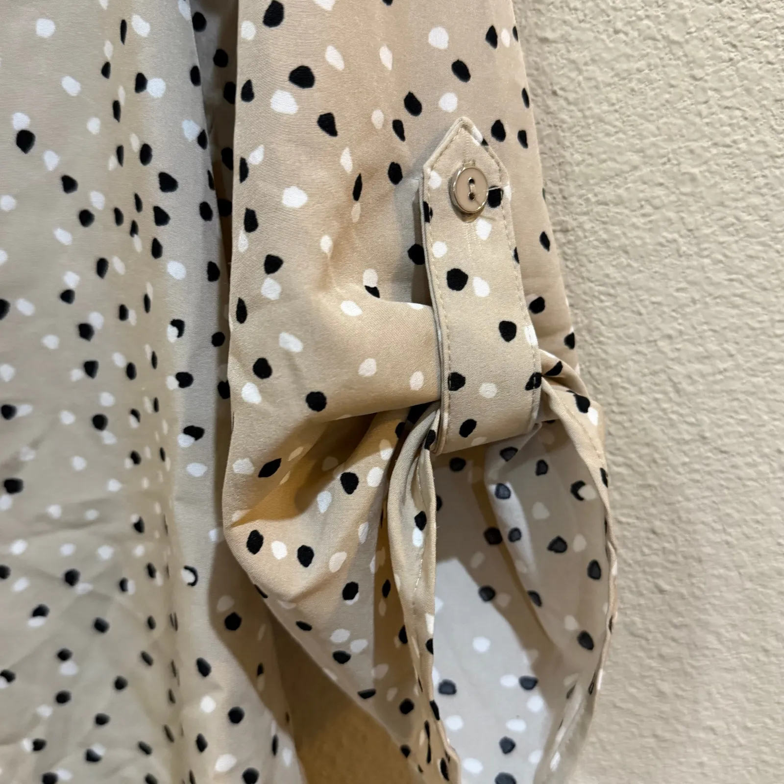 Adrienne Vittadini Womens Polka‎ Dot Button Down 3/4 Sleeve Blouse Small - Image 8