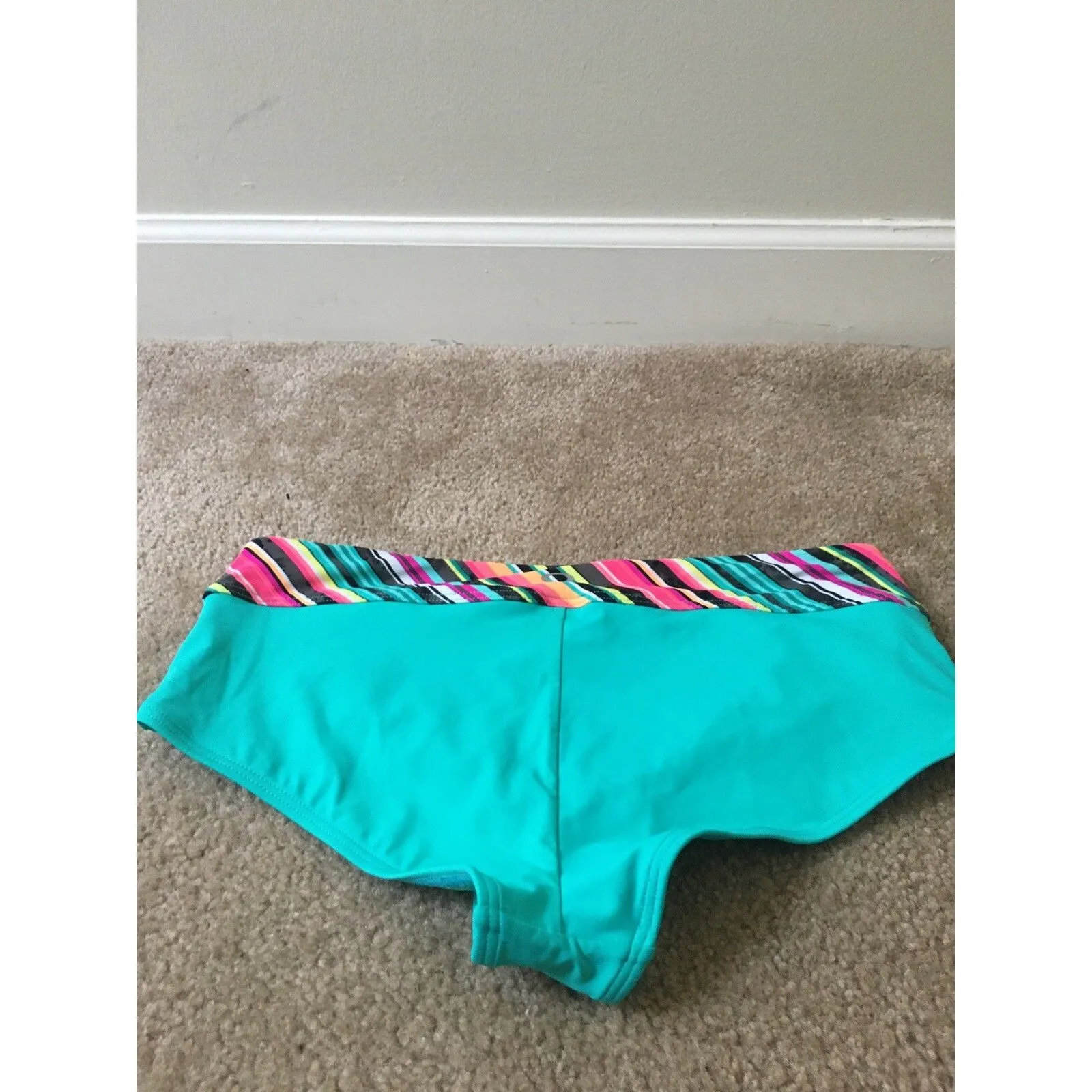 OAKLEY Women's Aqua Blue Swim Bikini Bottom Size Medium w Striped Trim - Image 8